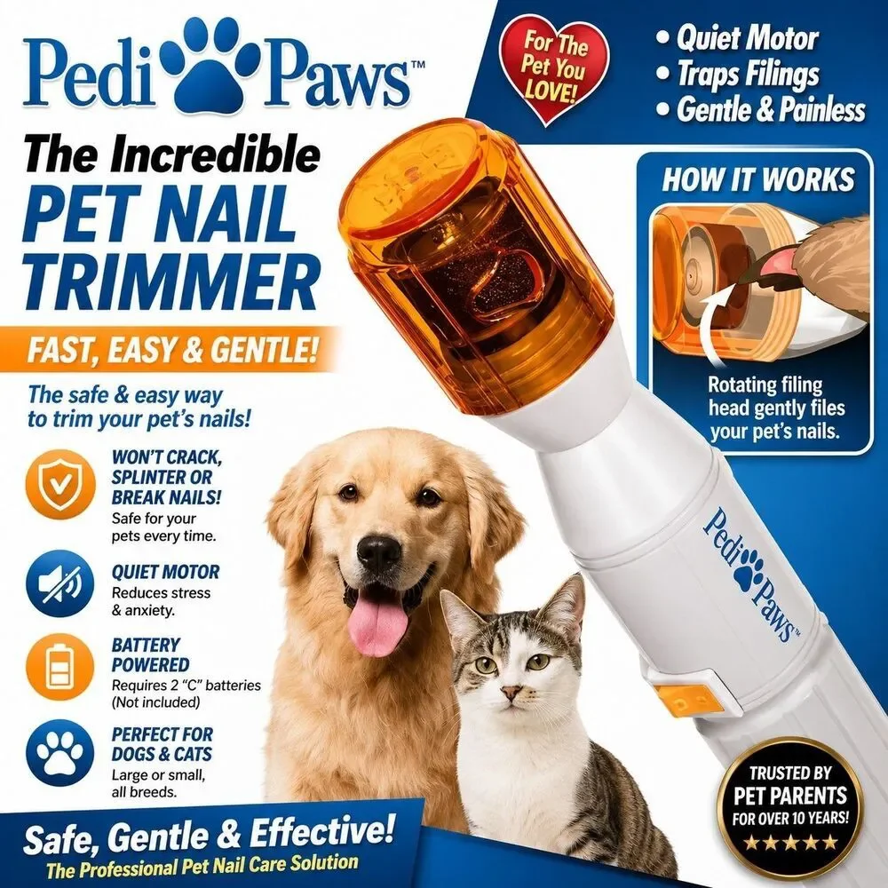Pedi Paws Dog Cat Nail Trimmer Grinder for Pets
